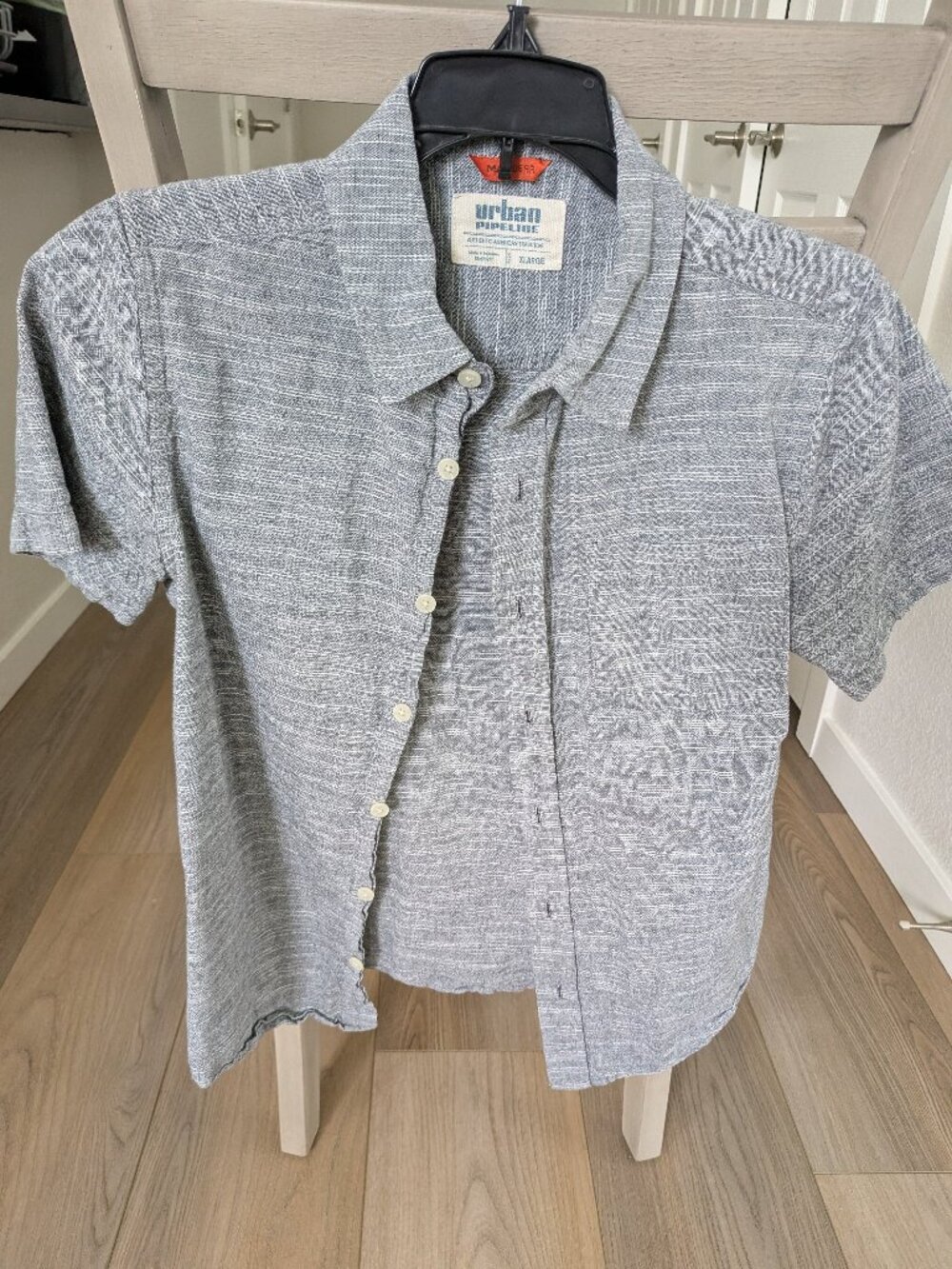 Boys Gray Urban Pipeline Button Up Short Sleeve Shirt